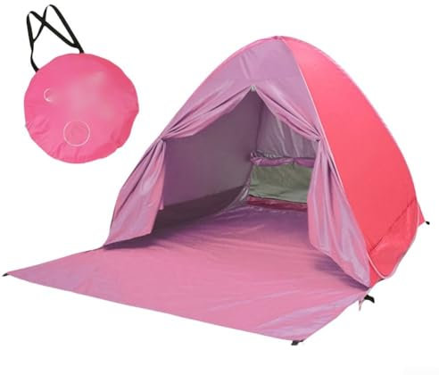 Eawfgtuw Tienda de campaña de playa Pop-Up Sun Shelter Tienda de campaña portátil con bolsa de almacenamiento Protección UV 165X150x110cm Para 2 Adultos 3 Niños Camping (rosa)