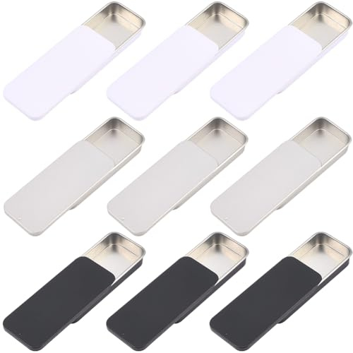 CRASPIRE 9 Caja Lata Metálica 3 Colores Minicontenedores Vacíos Tapa Deslizante 314x13x045 Pulgadas Rectangulares Portátiles Organizadores Hogar Almacenamiento Dulces Joyas Manualidades Pastillas Kit