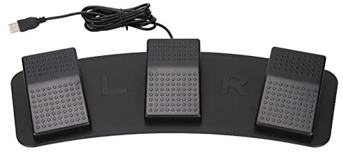 Elprico USB Triple Foot Switch Pedal, Ergonomic Triple Foot Switch Pedal med Mustangentbordsspelfunktioner, Breda Pedaler för Komfort, (FS23_PM (Mechanical Switch))