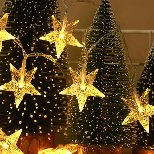 ALEGRE® Weihnachts Lichterkette Sterne, 3M 20 LED Sternen Lichterkette Batterie, Warmweiß Sterne Lichterketten Innen Außen, Sternenlichterkette für Weihnachten, Kinderzimmer, Hochzeit, Garten, Camping