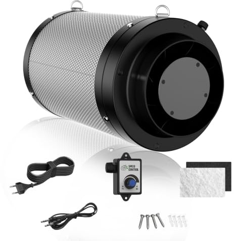 Set de ventilación FanGoFast, ventilador tubular de 150 mm completo, extractor en línea de 684 m³/h con motor EC y filtro de carbón activo, conjunto de ventilación para cámara de cultivo e invernadero