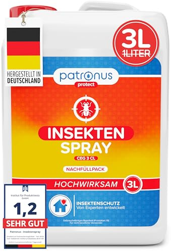 Patronus Insekten-Spray [3 Liter] Ungeziefer Spray mit Sofortwirkung | Abwehr-Mittel gegen fliegende & kriechende Insekten, hochwirksame Alternative zu Insektenspray Fliegen & Kakerlaken Gift
