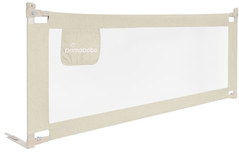 Primabobo Bettgitter Set 3 Stück Beige – 2X 200 cm + 1x 180 cm – Rausfallschutz Kinderbett, Sicheres Bettgitter, Bettschutz Komplettset
