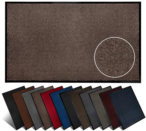 furni24 Fußmatte – Leicht zu reinigen, wetterfeste Schmutzfangmatte mit Rutschfester Rückseite – Für Innen- & Außenbereich, saugfähig, schnell trocknend, waschbar - Beige, 80x200 cm