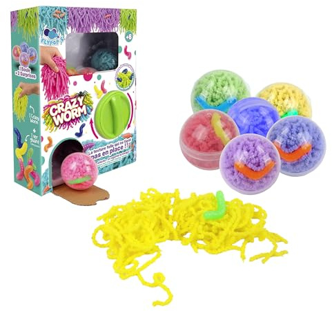 FLYPOP'S - Distribuidor de 12 Huevos Sorpresa Crazy Worm - Pop - 053646 - Insectos Squishy - Juguete - Sorpresa - Regalo de Cumpleaños - para Coleccionar - Recompensa para Niños - A Partir de 6 años
