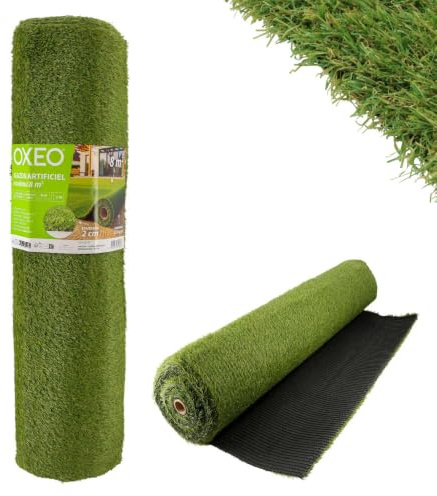 Oxeo Gazon synthétique Artificiel Rouleau 8m2-1230g/m2 - Épaisseur 2cm - Pelouse synthétique Balcon, terrasse - Effet Naturel