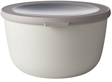 Mepal Cirqula Rektangulär Multiskål, Matförvaringslåda Med Lock, Lufttät Förvaringslåda För Kyl Och Frys, Mikrovågssäker Serveringsskål, 2 000 Ml, Gråvit, Nordic White