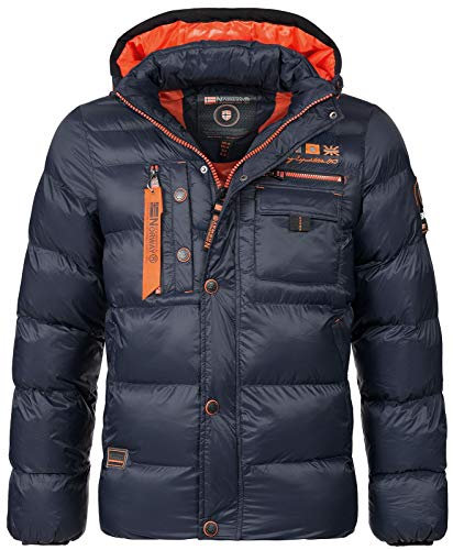 Geographical Norway Citernier Men's Quilted Winter Jacket with Hood (Marine M)