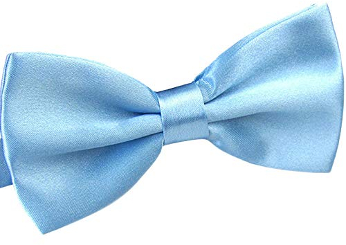 WELROG Herren Fliege für Hochzeit Party - Verstellbar Satiniert Fliege Fancy Einfarbig Fliege (Hellblau