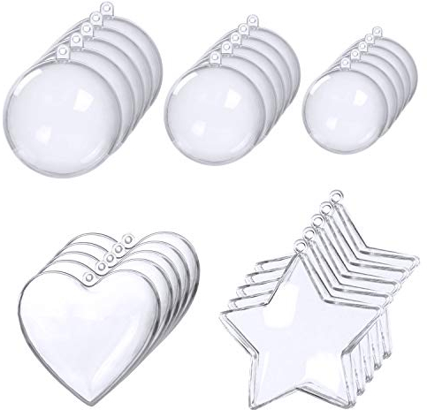 Frestepvie Acrylkugeln 25 Stück DIY Weihnachtskugeln durchsichtige Kunststoffkugeln Transparente Christbaumkugeln Aufhängen Bastelkugel Party Hochzeit Saisonal Deko
