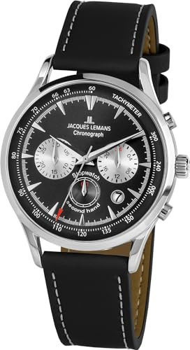 JACQUES LEMANS Herren-Uhren Analog Quarz One Size Schwarz 32016516