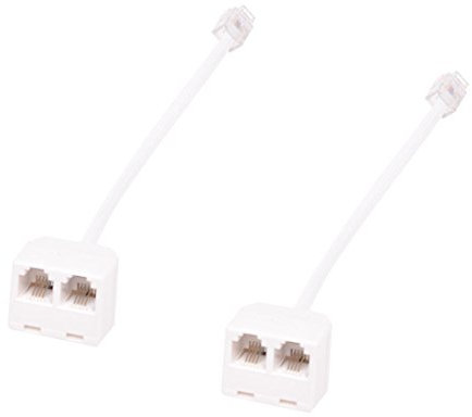 SovelyBoFan 2pcs 6P4C RJ11 Double Femelle vers Male Cable telephonique Adaptateur Repartiteur