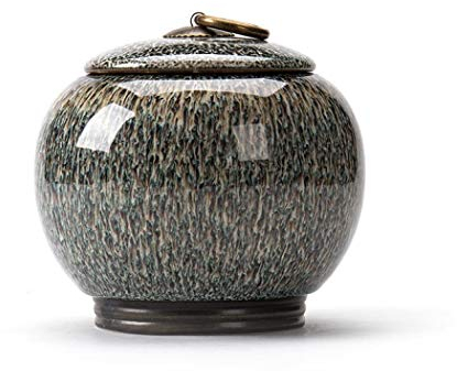 SilverTree Ceramic Tea Jar Vintage Chinese Style Storage Jars Tea Tins Cans Canister Caddy Sealed Lids Home Kitchen Dining Decoration for Tea Coffee Herb Spices Sugar (Yellow)