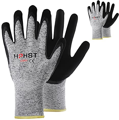 HPHST Cut Protection Gloves Hand Protection for Cutting Work Gloves Level 5 Garden Gloves Men Women Cut Resistant Gloves for Kitchen Hardening Construction Site Grey 2 Pairs Size: 9 / L