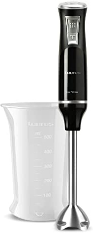 Taurus Bapi 750 Inox - Batidora de mano, 750W, regulador de 20 velocidades ajustable, función Turbo, cuchillas de acero inoxidable, pica hielo, diseño ergonómico, vaso medidor 500 ml, negro