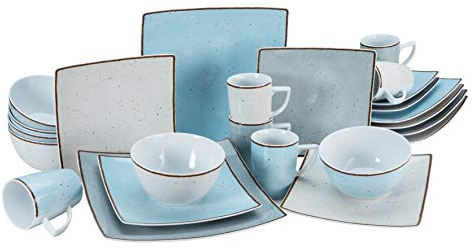 CreaTable, 22705, Serie New Elegance VINTAGE NATURE, 24-teiliges Geschirrset für 6 Personen, Kombiservice aus Porzellan, spülmaschinen- und mikrowellengeeignet, Made in Europe
