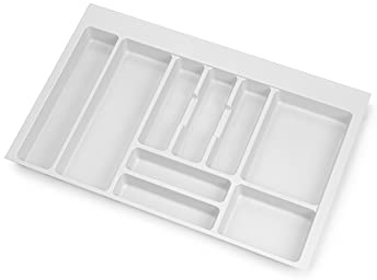 Emuca - Besteckfach für Küchenschublade Vertex/Concept 500, Modul 800 mm, Spanplatte 16mm, Kunststoff, Weiß
