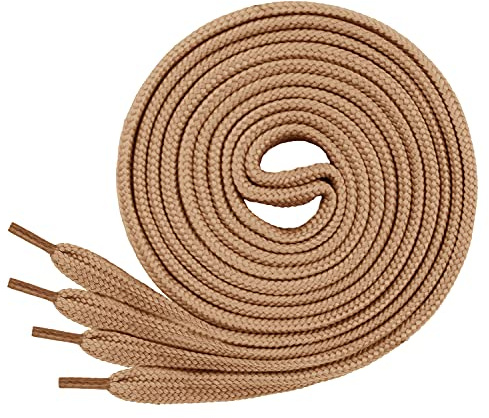 Di Ficchiano 1 eller 2 par – platta snören 12 mm breda för sneakers sportskor löparskor – mycket slitstarka skoband Shoelaces 70 cm – 200 cm längd, polyester I Made in Europa, Kamel, 120 cm / 12mm