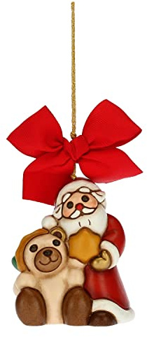 THUN - Addobbo Natalizio Babbo Natale con Teddy Maxi - Ceramica - Linea Natale - Living, Arredare la Casa - 6,2x5,5x7,5 cm h