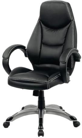 Sigma Chefsessel EC-11 mit Armlehnen, Kunststoffgestell mit Rollen, 112 x 72 x 69.5 cm, Bürostuhl, schwarz