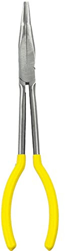 Extra Long Steel Pliers with Curved, Bent 25° Jaw - 11 / 280mm Needle Nose Pliers for Jewelry Making or Home Repairing