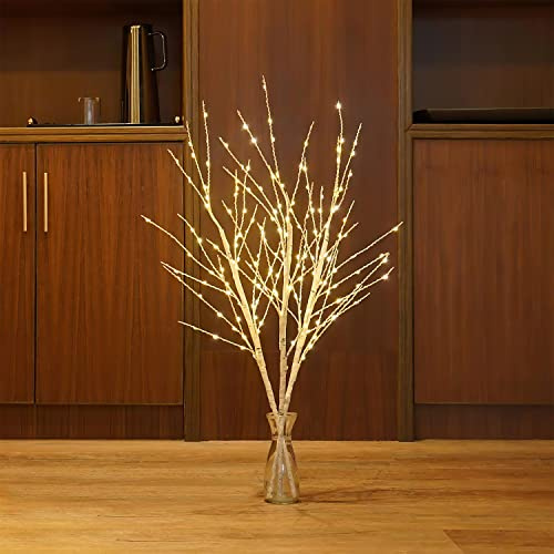 Randaco Lichterbaum 3 Stück Warmweißes 70LEDs Aussen Innen wasserdichte Lichterzweige 50cm Birkenzweige mit Netzstrom Betriebene LED Lampe Zweige Dekoration für Ostern Halloween Weihnachten