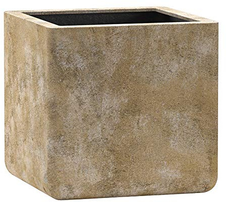 Casa Mina Esteras Pflanzkübel groß außen - Fiberglas Blumentopf quadratisch 27x27x27cm - Blumenkasten für Draußen - Blumenkübel Frostsicher - Blumenkasten für den Garten Old Stone Brown - Cavan