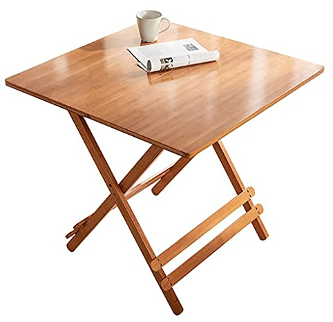 TAOZUYING Klapptisch Mahlzeit Tragbarer Esstisch aus Bambus Massivholz Tragbarer Campingtisch Tragbarer Faltbarer Strandtisch Picknick im Freien (Color : Wood Color, Size : 60 * 60 * 76cm) Marriage