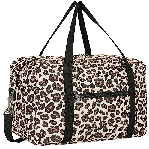 Ryanair Handgepäck 40x20x25cm Handgepäck Tasche für Flugzeug Reisetasche Klein Faltbare Sporttasche Weekender Handgepäck Koffer für Herren und Damen von WANDF (Rosa Leopard 20L mit Schultergurt)