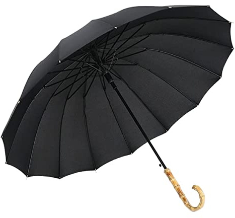 Regenschirme Sturmfest Schirm Golf-Regenschirm, Winddicht, Sonne, Reise, Bambusgriff, Regenschirm, Einfach Und Stilvoll, Große Regenschirme Für Männer Und Frauen Regenschirm ( Color : Black , Size : 9
