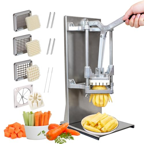 Anatole Coupe Frites Professionnel Vertical avec Lame 6mm 9mm 13mm 8-Coin en Acier Inoxydable Coupe Pommes de Terre Frites Manuel Trancheuse de Légumes Multifonctionnel pour Oignon Carotte Concombre