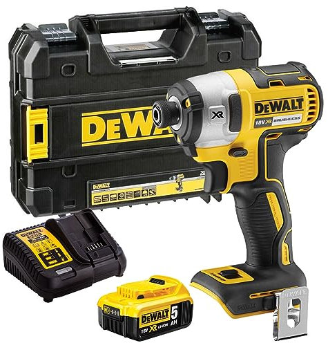 Dewalt DCF887P1 18V XR Brushless Impact Driver with 1 x 5.0Ah Battery Charger & Case