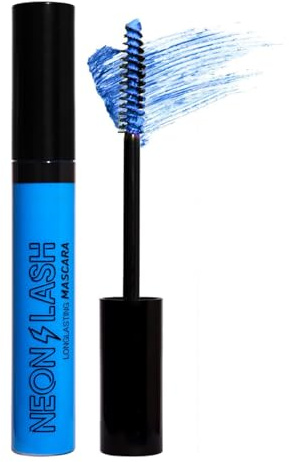 Rímel luminoso ultravioleta, rímel fluorescente arcoíris, rímel impermeable de color neón, rímel extendido, rímel extendido para uso en el escenario de la fiesta de Halloween (#5 Azul)