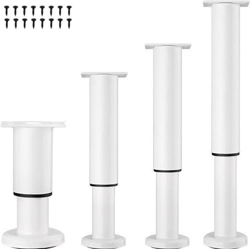LJMbed 4 Stück Möbelfüße Metall, Möbelfüß Höhenverstellbar Set 18cm-31cm Einstellbar Stahl Bettfüße Ersatz Stützfüße Tischbeine für Möbel Sofa Bett. (Weiß, 18cm-31cm)