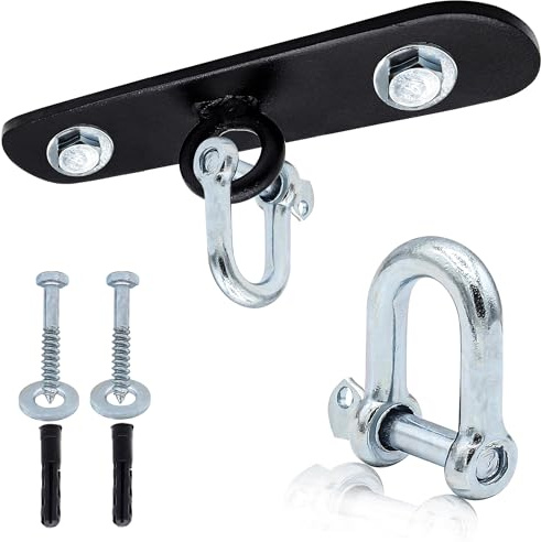 SialPro Punching Bag Hanging Ceiling Mount Bracket with D-Shackle, Heavy Duty Iron Hook 5'' Hanger with Bolts Wall Plugs Outdoor Hanging Boxing MMA Muay Thai Kickboxing Training
