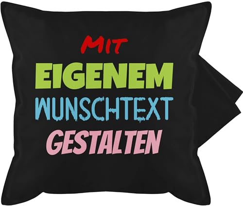 Kissenbezug - Aufdruck selbst gestalten - Wunschtext I Mit eigenem Text personalisiert I Custom Text - 50 x 50 cm - Schwarz - Kissen Personalisieren Lassen nur beschriften namenskissen