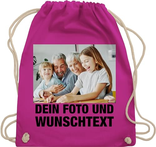 Turnbeutel Rucksack - Mit Foto I Eigenem Bild I Text I Name I Wunschtext - Unisize - Fuchsia - sportbeutel und kita wechselkleidung beutel selbst drucken photo stoffbeutel