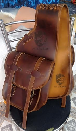 WILD RACE Western-Satteltasche aus Pferdeleder, strapazierfähig, für traditionelle Trail-Fahrten | Satteltasche | Pferdesatteltasche | Western-Satteltasche | Ledersatteltaschen für Pferde (STYLE-33)
