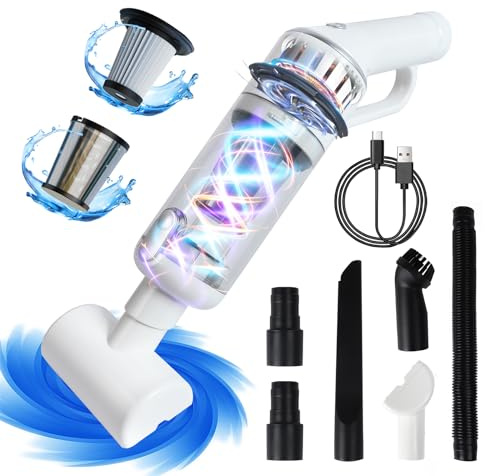 LIKE SHOW Handheld Vacuum Cleaner Cordless, 15000Pa Powerful Suction Car Vacuum, Mini Wet and Dry Vacuum Cleaner for Pet Hair Home Car Sofa, USB Vacuuming with Various Nozzles + Storage Bag