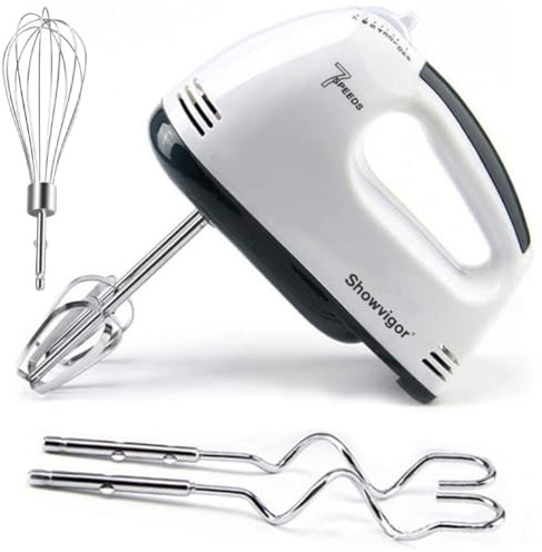 Showvigor Electric Hand mixer - 7 Adjustable Speed 180W Handheld Mixer Electric Whisk with 5 Stainless Steel Accessories, Turbo Boost/Self-Control Speed + Eject Button Food Beater for Cakes Eggs