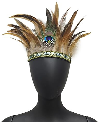 iSpchen Pineapple Traditioneller Indianer Inspirierter Kopfschmuck handgefertigt traditionellen Nordamerikanischer Erwachsene Feder Requisiten Art Kopfbedeckung Party Karneval Festival wahre Farbe