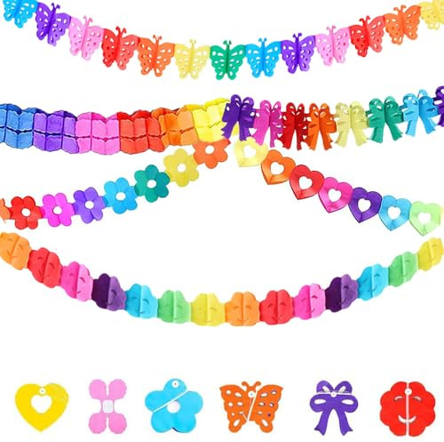 RHQFDM 6 Stücke Papiergirlanden zum Geburtstag,Mehrfarbige Partygirlande ist 3 Meter Lang,Geburtstagsgirlande Basteln für Hausparty,Karnevalsparty,Oktoberfest Party,Gartenparty,Strand Pool Party