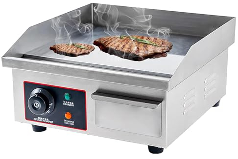 Fry Top Elettrici Commerciali, Piastra Commerciale da 1500 W, Superficie di Cottura Spessa 10 Mm, Antiaderente, Resistente E Portatile, Pasti Cucinati in Pochi Minuti
