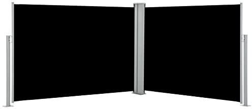 SECOLI Alu-Seitenmarkise, Ausziehbar Markise 120 x 1000 cm, Sichtschutz, Sonnenschutz, Windschutz, Seitenrollo, für Balkon, Terrasse, Garten, Schwarz