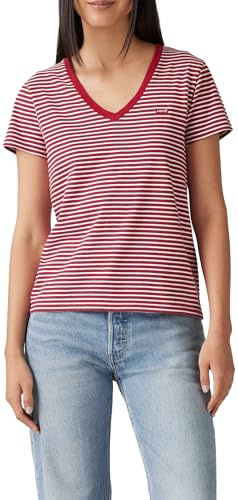 Levi's Vneck Indigo Stripe Scarlet Smil, Indigo Stripe Scarle, M