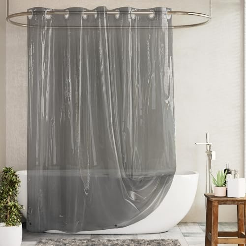 Barossa Design Duschvorhang oder Einlage ohne Haken, weiches Eva, 10 g, extra strapazierfähig, mit 3 Magneten für Badezimmer, Standardgröße 180,3 x 188 cm, transparentes Schwarz