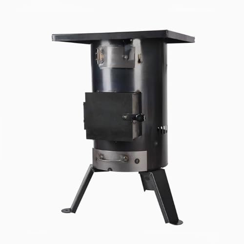 Estufa de Leña Multifuncional de Hierro Fundido sin Humo, Estufa de Gas Compacta para el Hogar con Tubo de Chimenea para Cocinar, Acampar y Calentar(47 * 65cm-300cm Pipe)