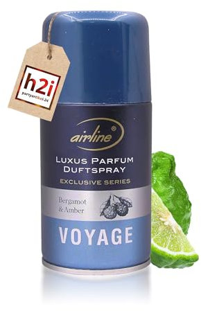 h2i Luxus Parfum Duftspray | Bergamot & Amber | 1 Stück | 250 ml | Geruchsneutralisierer Lufterfrischer Raumduftspray Duftsprüher Raumduft-Nachfüller für automatische Duftspender