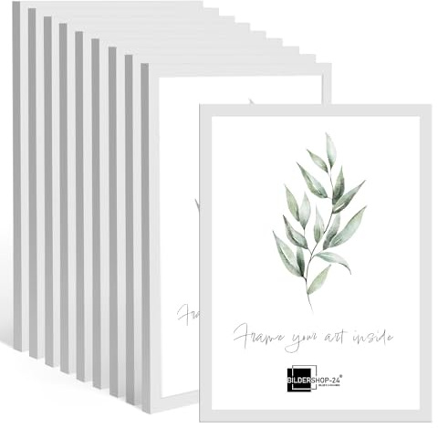 Bildershop-24 10x Kunststoffrahmen modern Bilderrahmen Fotorahmen gradlinig Weiß 21 X 30 cm (DIN A4)