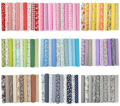 LetCart Baumwollstoff Patchworkstoffe, Stoffpakete Patchworkstoffe Baumwolle handgefertigtes Nähen Quilting Stoff Baumwollstoff für DIY Nähen Muster Handwerk für Home Party (100Stück,10x10cm)